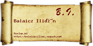 Balaicz Ilián névjegykártya